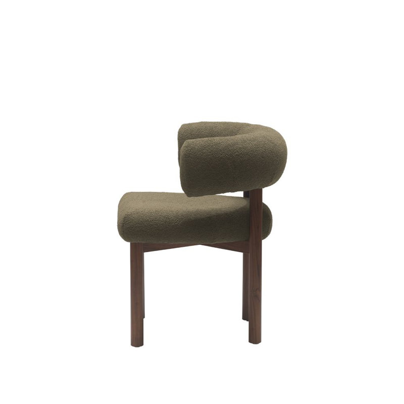 Bruno Upholstered Dining Chair, Sherpa Khaki
