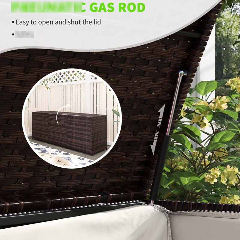 Pe Deck Box For Outdoor - 175 Gallon Storage With Inner Liner Pool Brown Patio, , Garden Tools Mixed