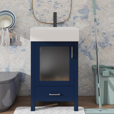 Meuble-lavabo de 20 po avec lavabo en céramique et rangement suffisant