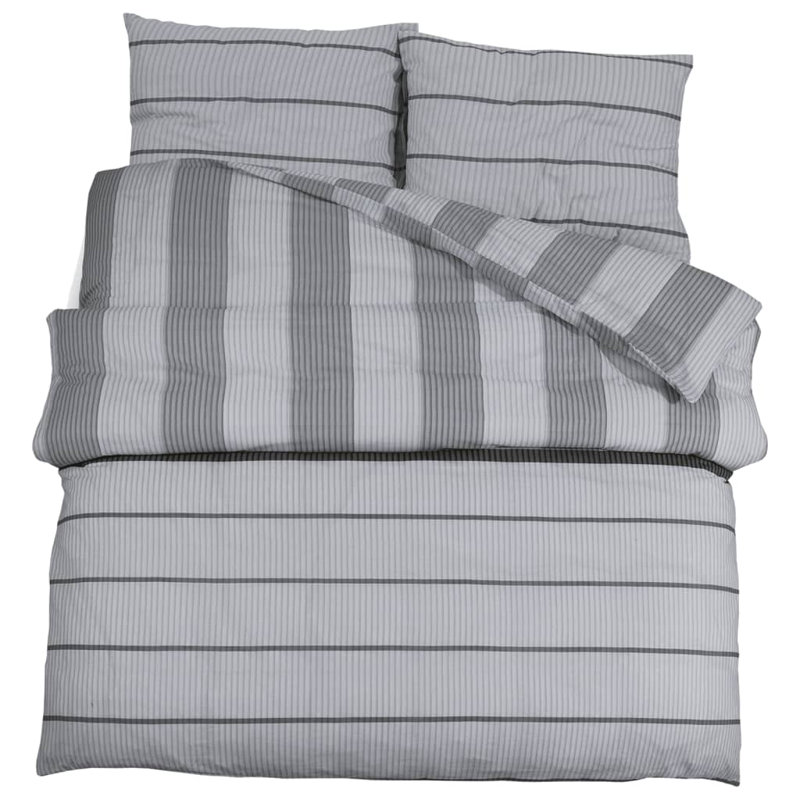 Grey Microfibre Duvet Cover Set, Super King - 2 Standard Pillowcases, Blue/Grey Plaid