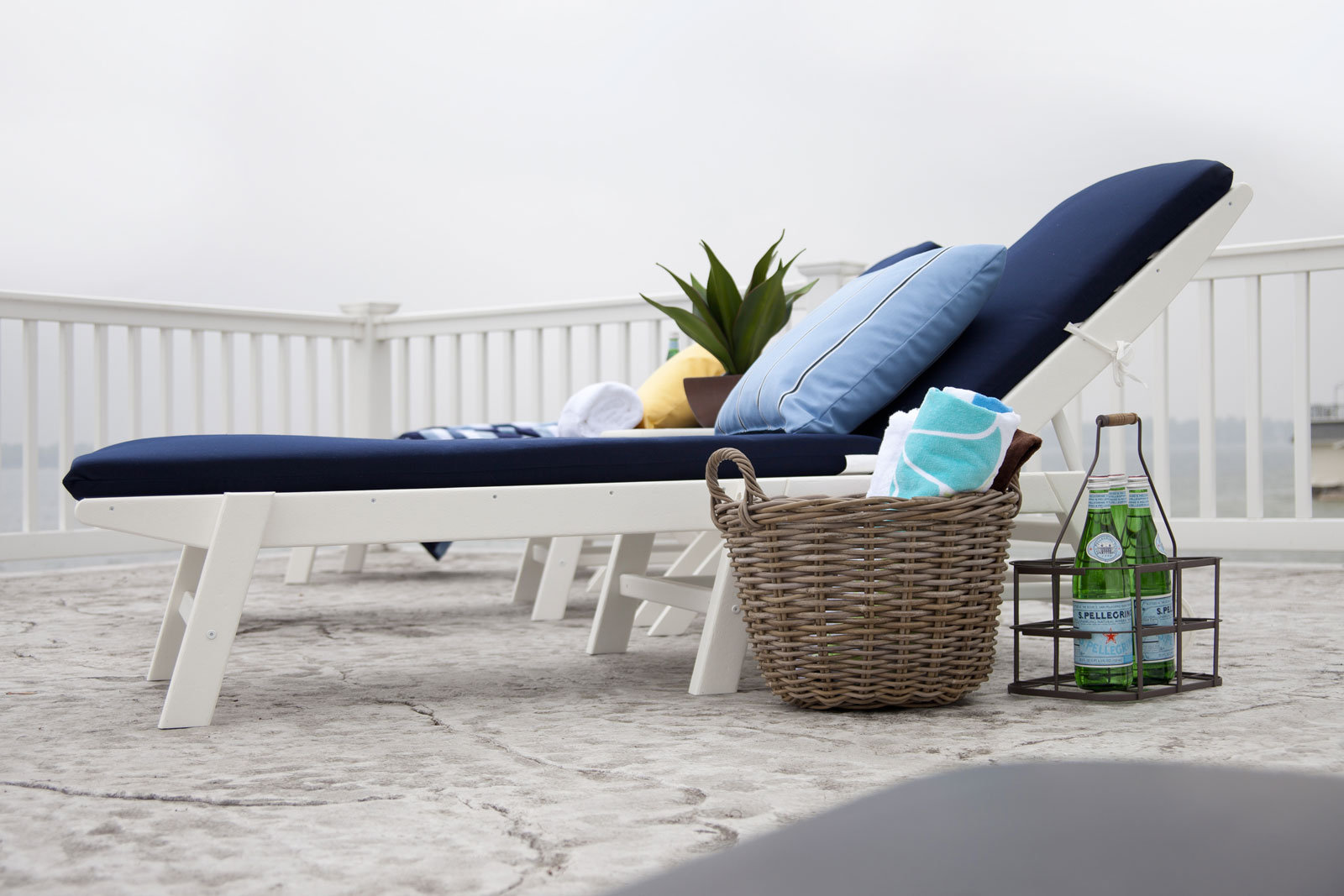 POLYWOOD® Nautical 27" Patio Chaise Lounge Set, White
