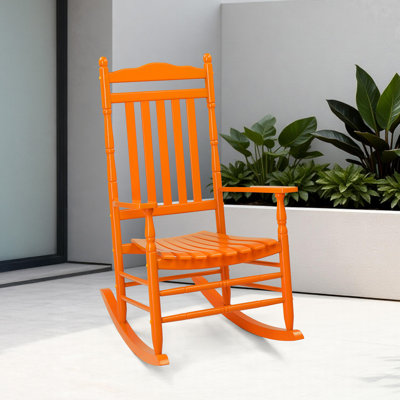 White And Gray Solid Wood Patio Rocking Chair by Ophelia & Co.