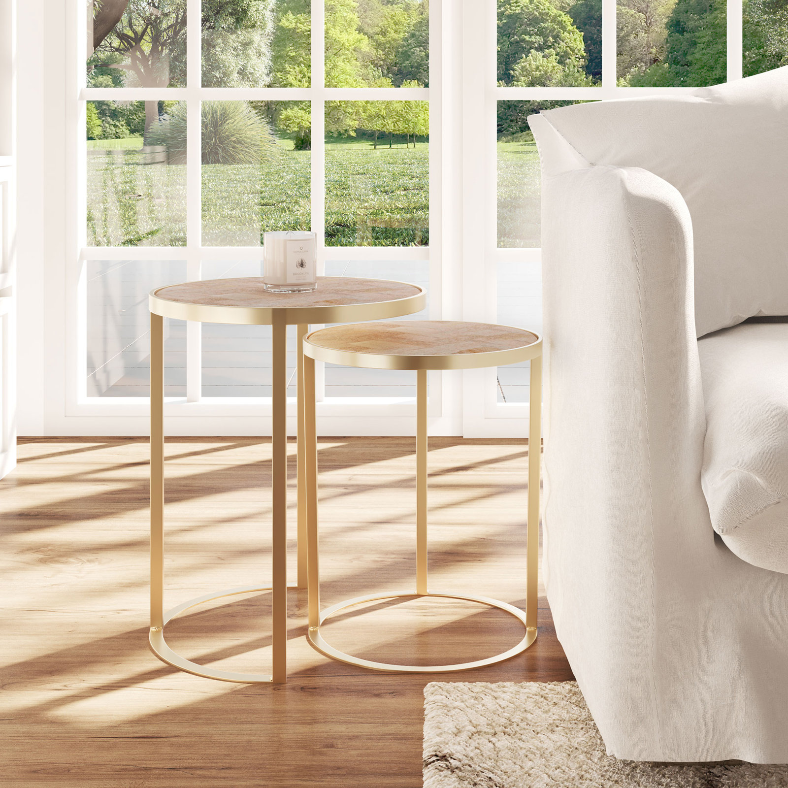 Akio 20" Mango Nesting End Tables, Gold