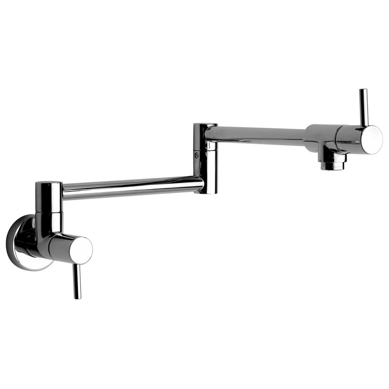 Caligula Wall Mount Pot Filler Kitchen Faucet, Polished Chrome