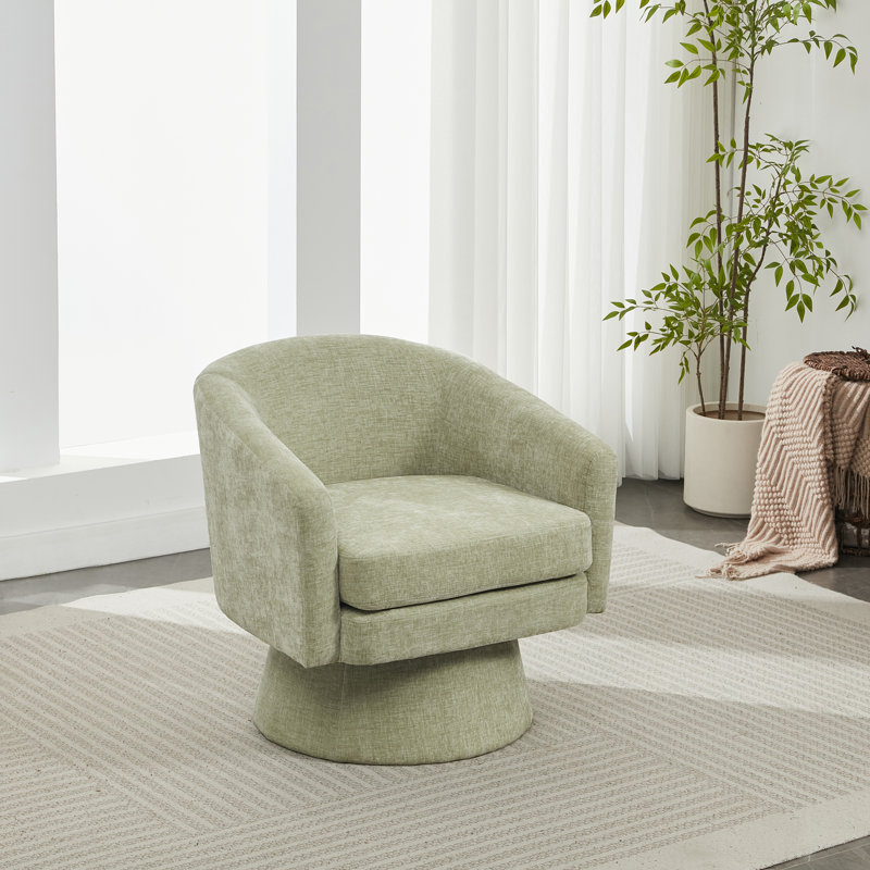 Lenza Contemporary Chenille 360° Rotating Swivel Barrel Accent Chair With Plush Cushioning