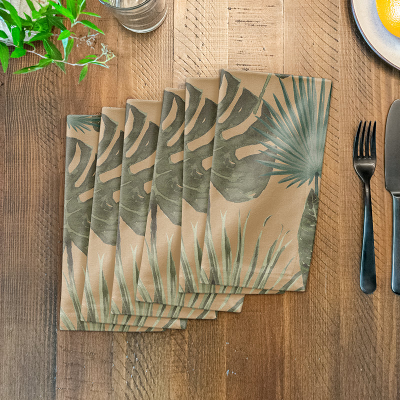Serviette en coton 10 po Tropical Palm, Brun clair