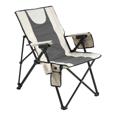 Chaise de camping chauffée, 3 réglages de chaleur, chaise de camping pliante à haut dossier, peut supporter 260 lb, chaises de plage entièrement rembourrées avec accoudoir et porte-gobelet, chaises de jardin portatives pour les voyages sportifs en plein air