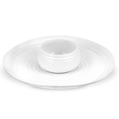 Portmeirion Sophie Conran White Chip & Dip 2 Pc 12"/4.75"