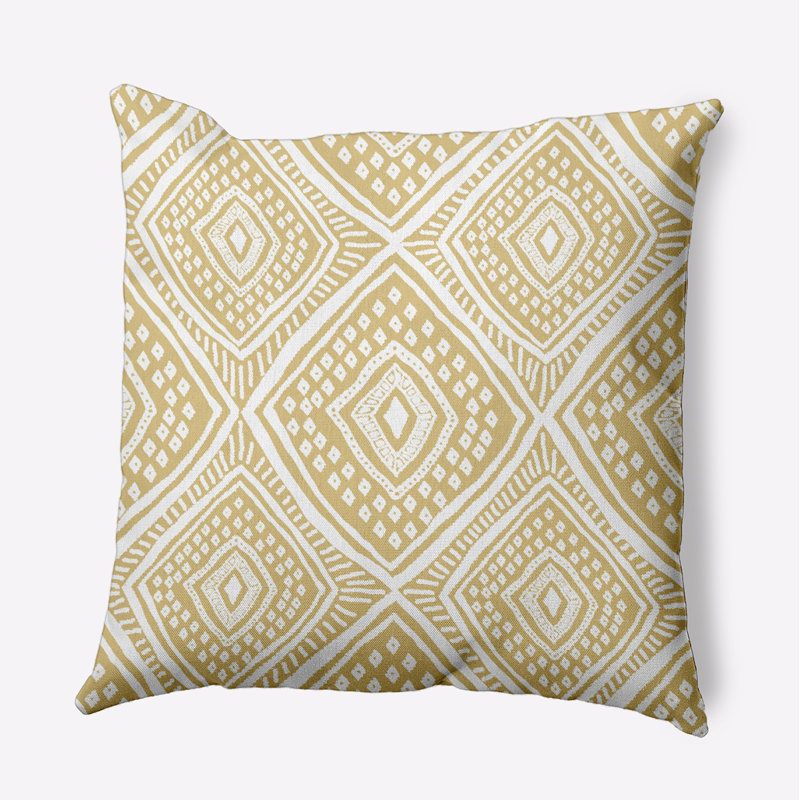 Upscale Getaway Outdoor Reversible Throw Pillow, 16" x 16", Yellow