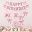 Bannière rose avec paillettes et joyeux anniversaire