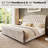 Dulane Queen Size Tufted Upholstered Sleigh Bed, Modern Chenille Platform Bed Frame, No Box Spring Required, cream-622284382
