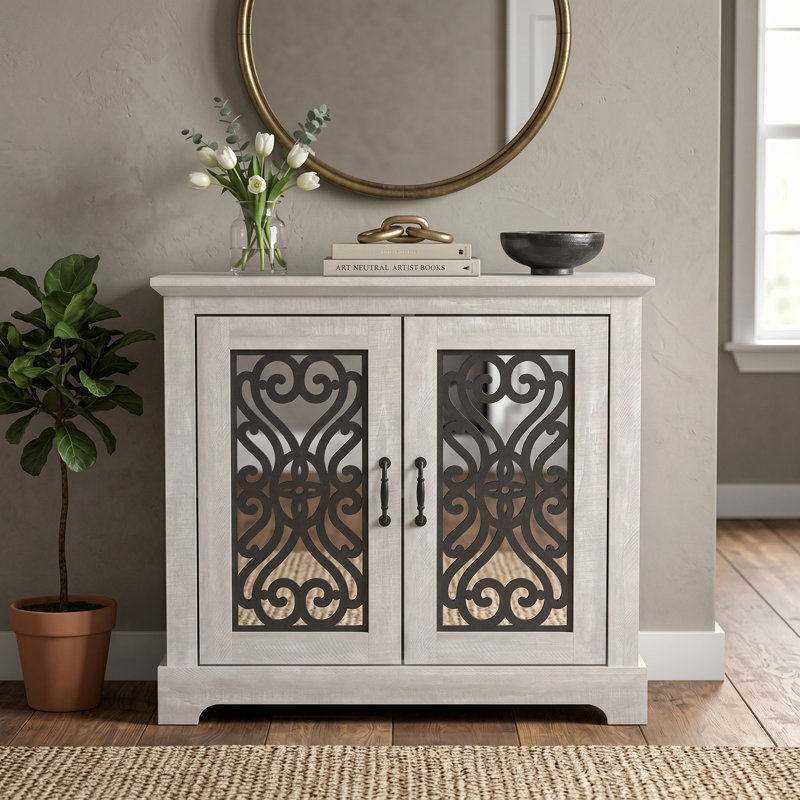 Ariba 29.3" H 2-Door Accent Cabinet, Dusty Gray Oak, Arabesque
