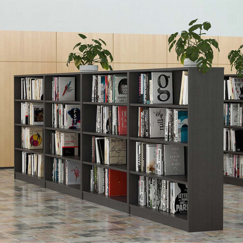 4 Shelf Office Bookcase, Gray, (4 Shelves) 70.09"H x 29.9"W x 14.6"D