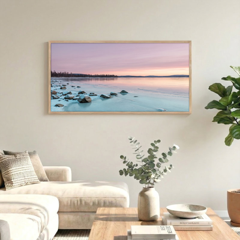 Ensemble de 1 tableau sur toile « Coucher de soleil d'hiver », L 40 po x H 20 po, Natural