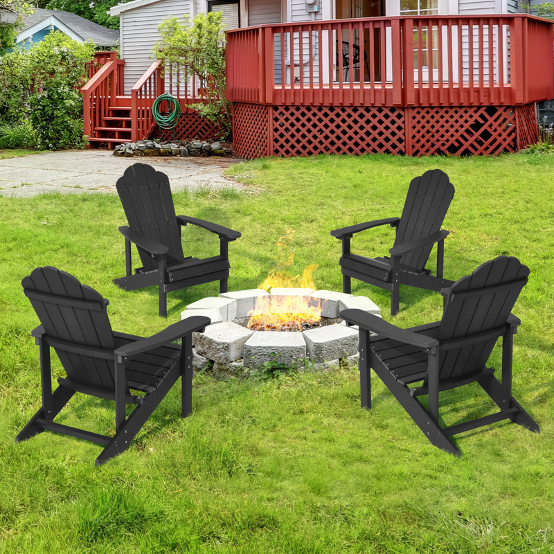 Chaise Adirondack Ionie Hips résistante aux intempéries, Noir