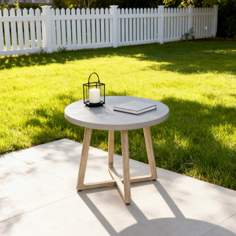  Table d'appoint ronde 23,5 "avec plateau en béton composite nid d'abeille