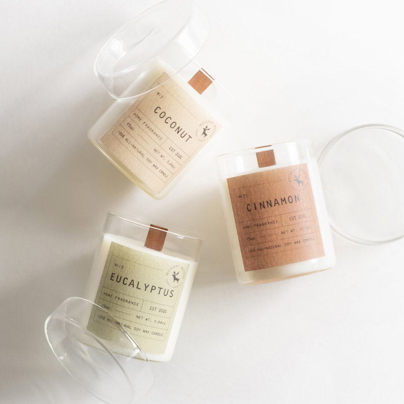 Ensemble de bougies parfumées noix de coco + eucalyptus + cannelle