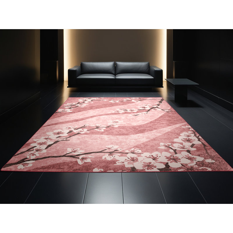 Soft Plush Fannin Easter Modern & Contemporary Abstract Area Rug in Beige – Rose Binding, 4x6