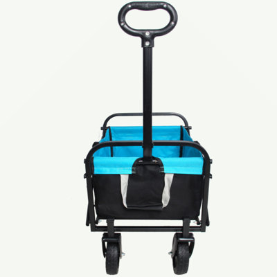 Mini chariot de plage pliable de jardinage de chariot (noir + bleu)