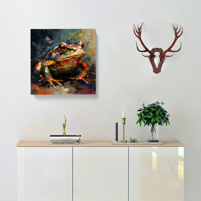 Frog Abstract Expressionism - Wrapped Canvas, 50cm H x 50cm W x 3cm D