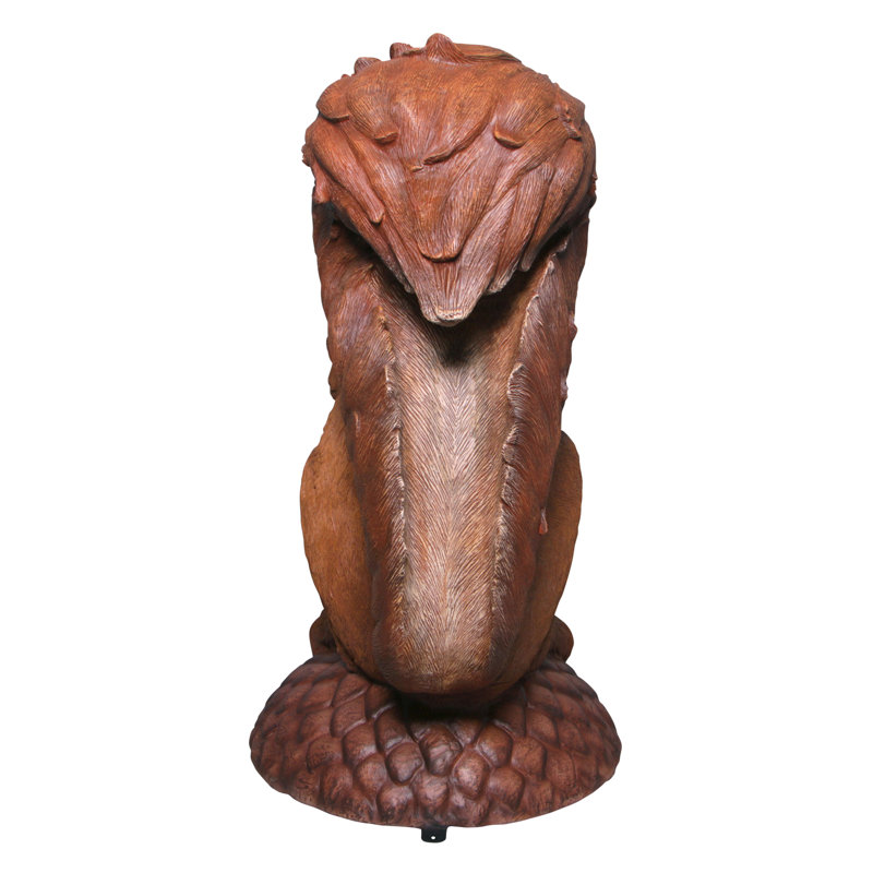 Large Brown Resin Squirrel Statue with Acorns
