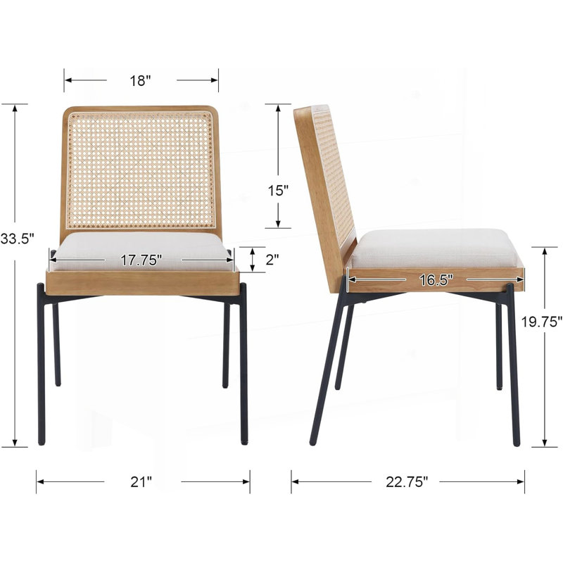 Counter Height Bar Stools Set of 2, Upholstered Linen with Metal Footrest and Frame for Kitchen and Dining Room