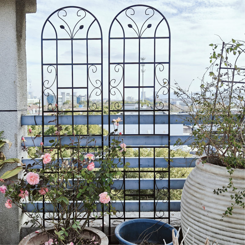 4 86.7"X19.7" Metal Garden Trellises, Black Rust-, For Outdoor Plant Climbing Support Aid 86.7" X 19.7" Trellis 4, Rust, Growth Frame