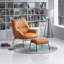 Fauteuil d'appoint et repose-pieds Jabel, cuir fleur grainé-1284039017