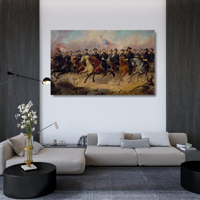 "Grant and His Generals" by  Ole Peter Hansen Balling - Gallery Wrap Canvas Wall Art