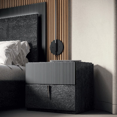 Modern Two-Tone Nightstand Dark Grey