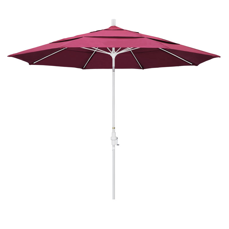 Parasol de marché 11 pi Brent, Toile Sunbrella® rose vif, H 110,5 po x l 132 po x P 132 po, Gris martelé