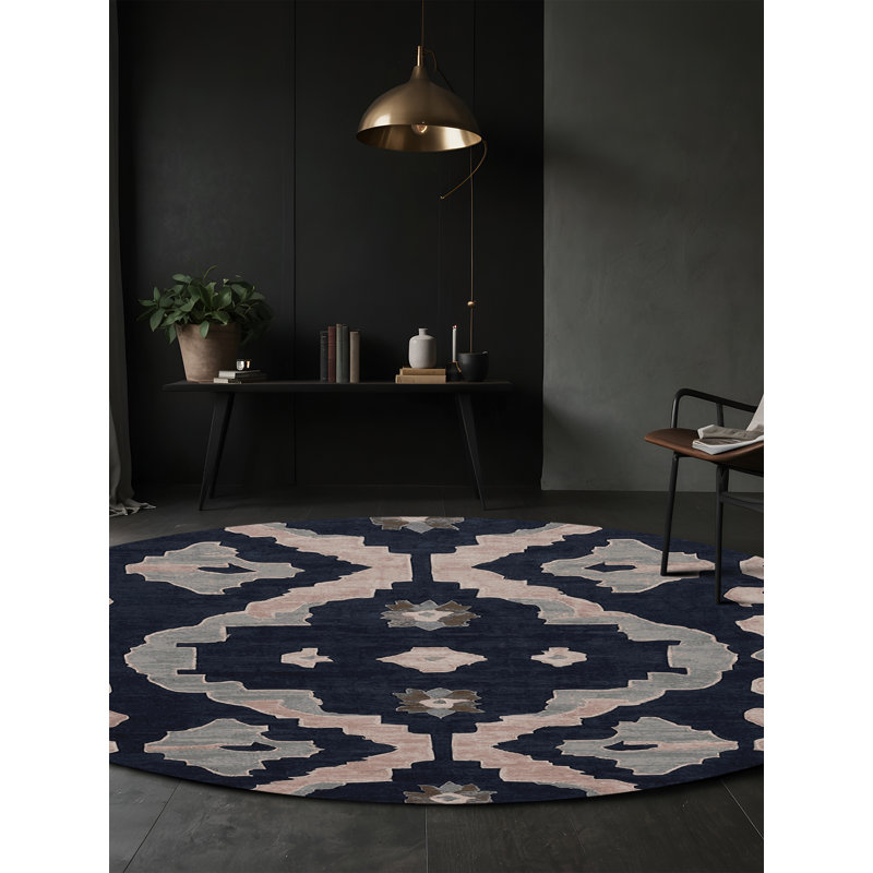 Tapis gris lavable à la machine, Rond 6 pi