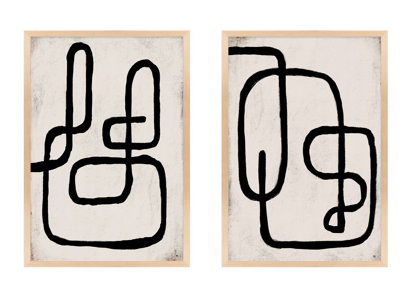 Linework by StudioM, Maple Framed Paper, 30" H x 42" W x 1.25" D