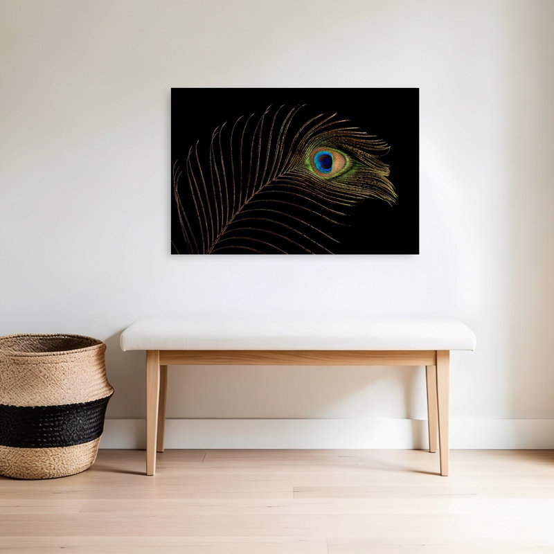 Peacock Eye Feather Colorful Elegant Vibrant Bird Nature Wildlife Wall Art Print 1 Piece Wrapped Canvas Wall Art