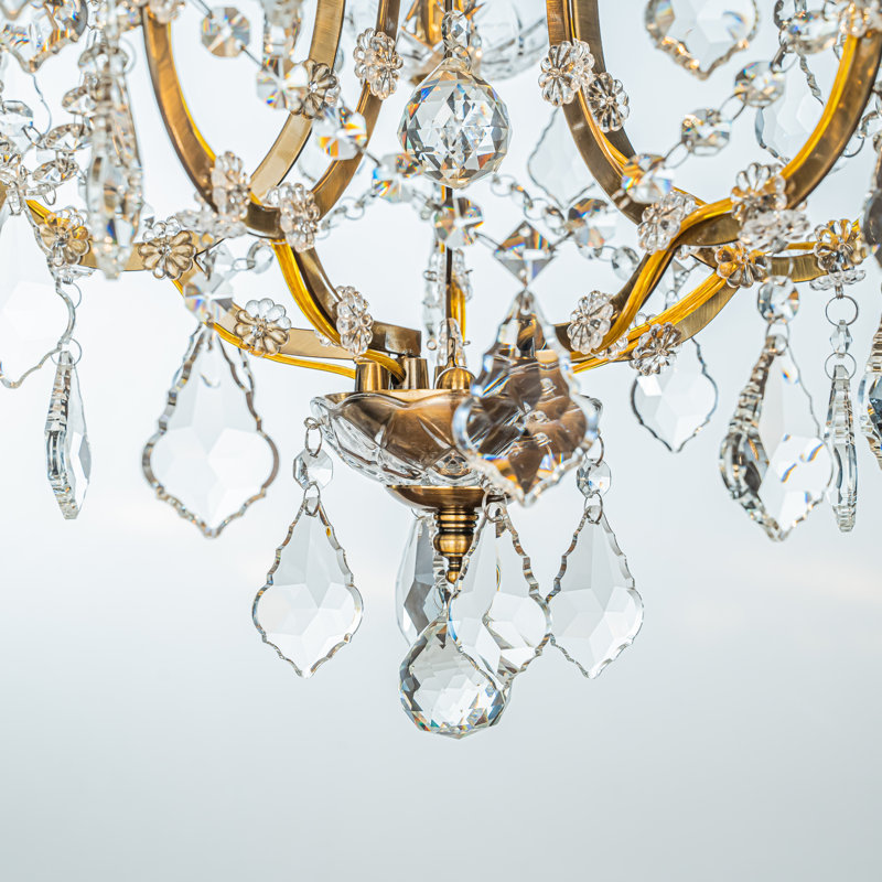 18'' 5-Light Classic/Traditional Lighting Fixture Antique Gold Ornate Crystal Chandelier