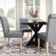 Salle à manger moderne 5 - table croisée noire et 4 chaises confortables attrayantes: chaises rondes en bois, gris-1128868072