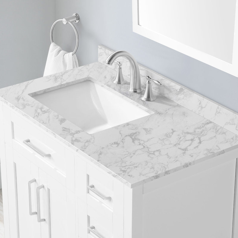 Ensemble de meuble-lavabo simple avec plateau 35,98 Toviah, Blanc, Chrome