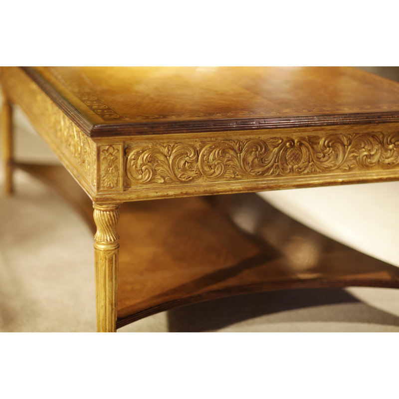 Table basse avec rangement à 4 pieds en bois massif Versailles