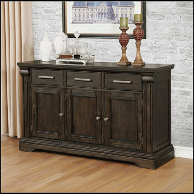 Contemporary Solid Wood Server With Functional Storage Drawers For Dining Room Elegance And Organization