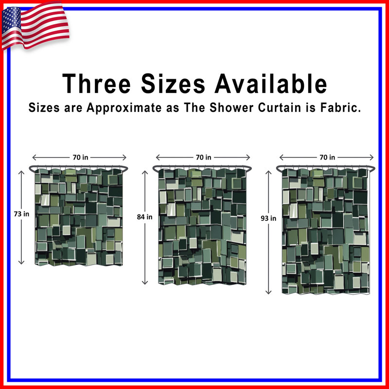 Rideaux de douche verts rectangulaires très longs, 70in W x 72in H