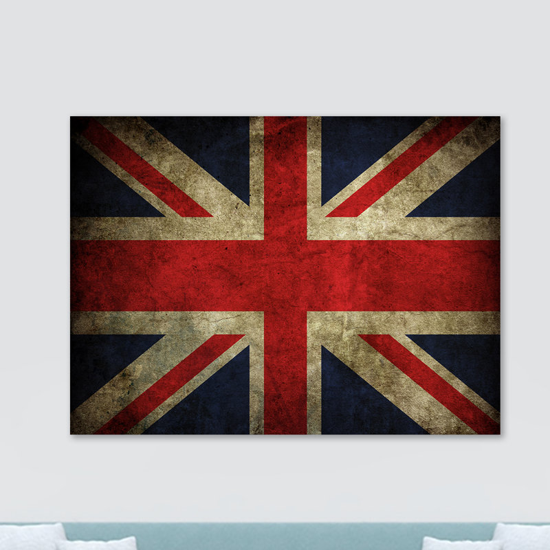 Union Jack Retro Flag - Wrapped Canvas Print, 30.5cm H x 40.6cm W x 3.8cm D