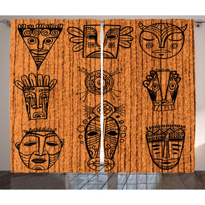 African Semi-Sheer Rod Pocket Curtain Panels