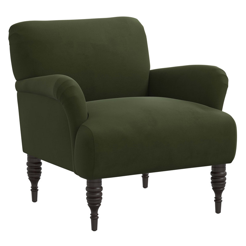 Upholstered Armchair, Classic Velvet Loden, Black Wood