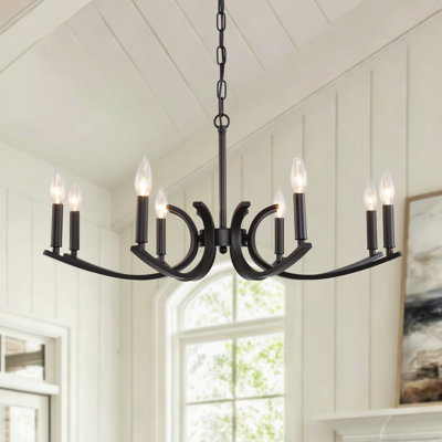 30" 8-Light Traditional Chandelier with Matte Black Finish
