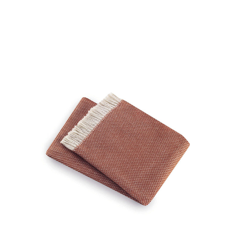 Slanted Stripe Fringed Throw Blanket, Terracotta Links