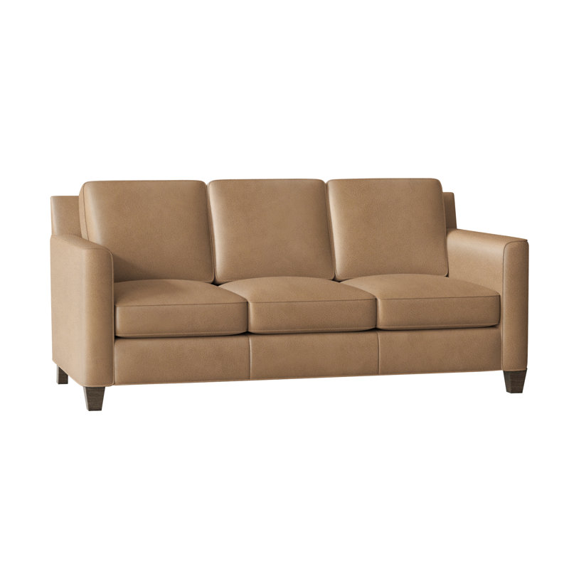 Yorba 76'' Leather Sofa, Aline Fumo Genuine Leather, Cobblestone