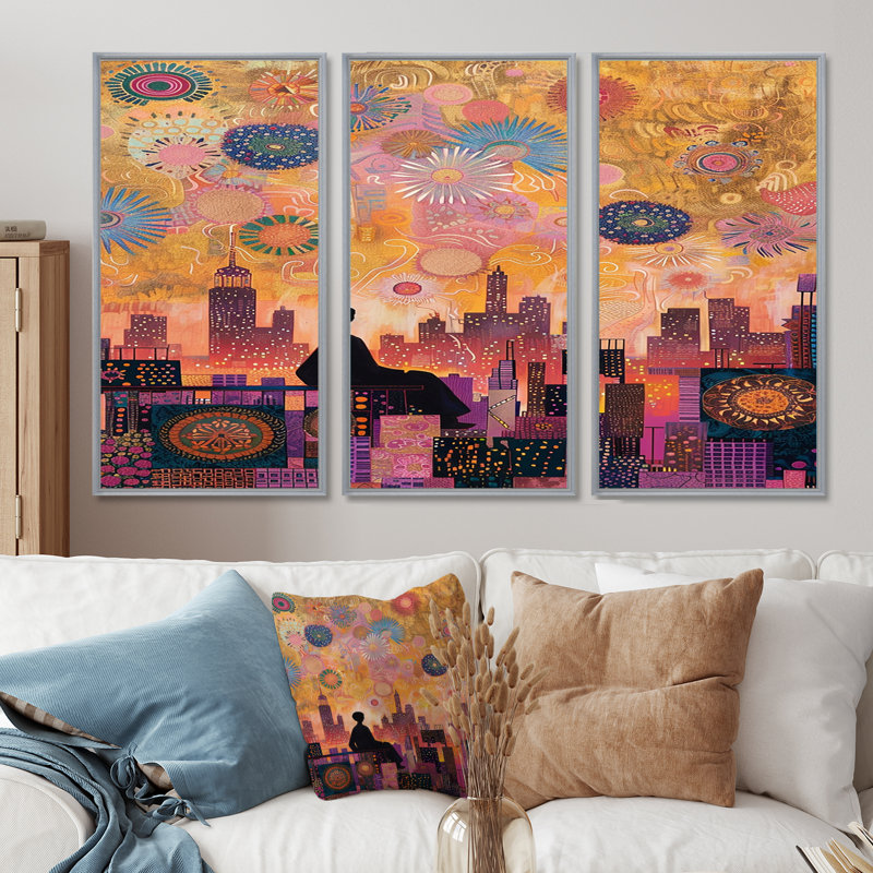 «Hadsell - New York City», ensemble de reproductions d'art mural, Encadrement argenté, H 32 po x l 48 po x P 1 po