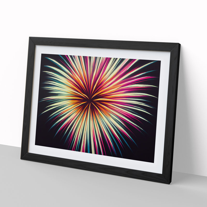 XH1022-2785X Dramatic Fireworks - Single Picture Frame Print, Black Framed, 34cm H x 46cm W x 2cm D
