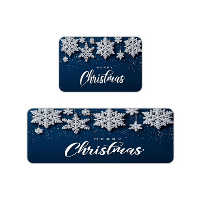 Tapis de cuisine de Noël bleu marine, 2 pièces pour décoration de maison de vacances