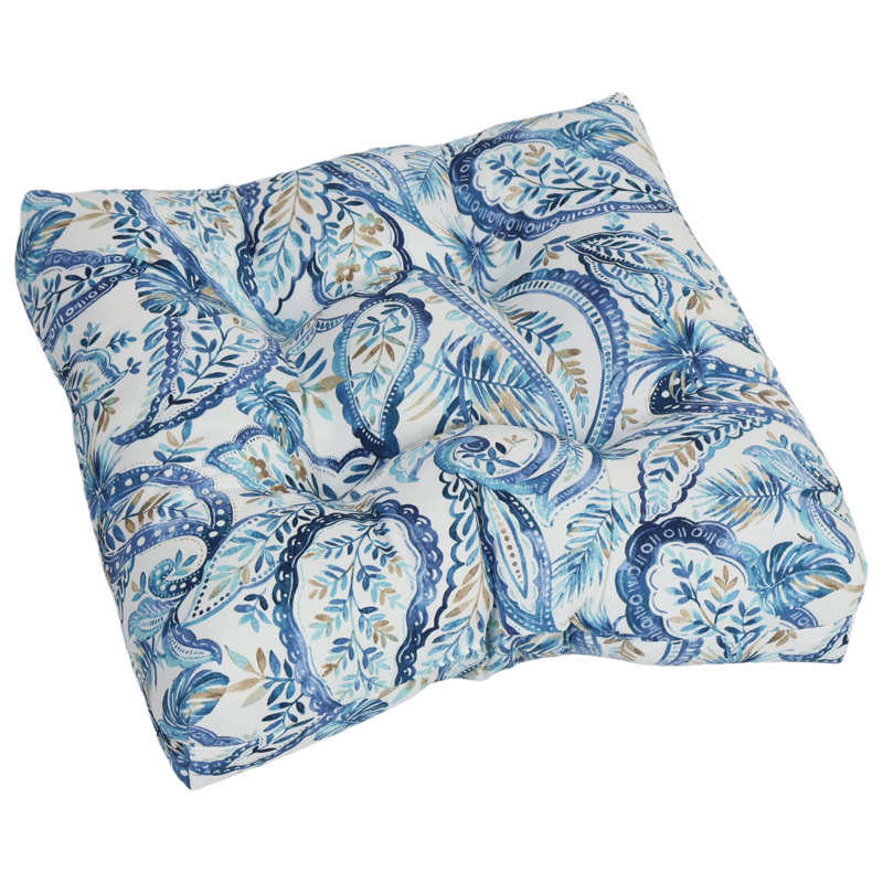 Coussins de chaise de salle à manger 19 pouces carrés (ensemble de 2), Blanc / cachemire lapis Faylinn